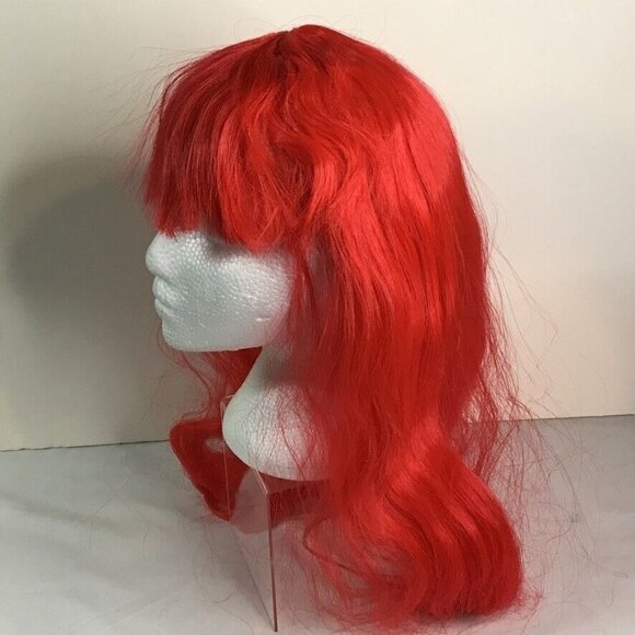 Wig Neon Red Long Bangs Theater Ariel Mermaid Cosplay Dress-up Halloween Costume - Picture 7 of 11